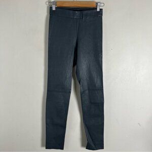 L'agence Women’s 100% Lambs Leather Grey Skinny Pull On Pant Size XS